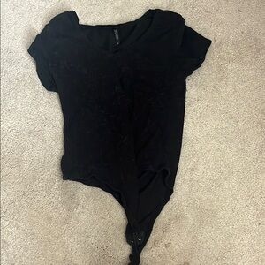 Black V-Neck Women's Top